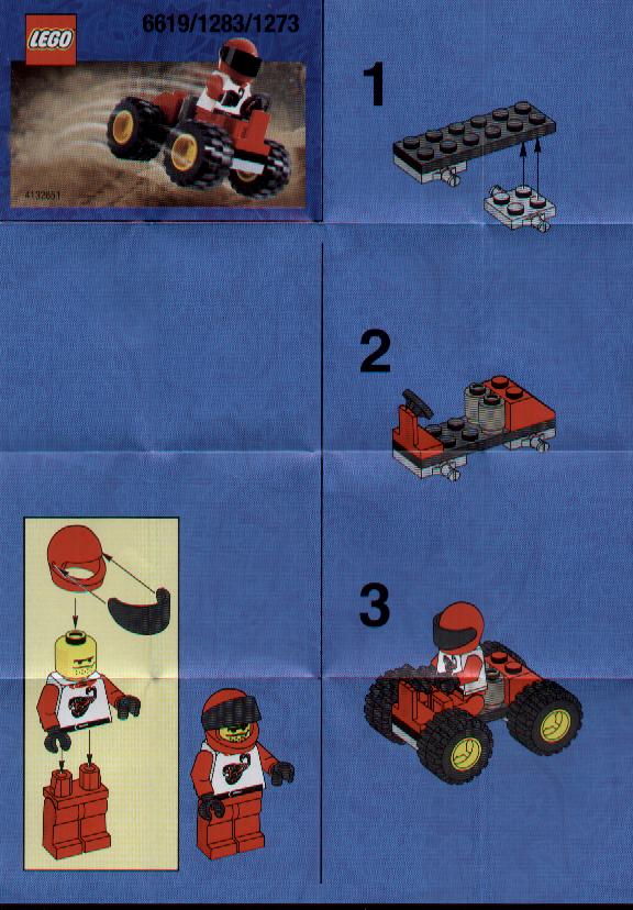 LEGO 1273 Red Four Wheel Driver Instructions Town Race