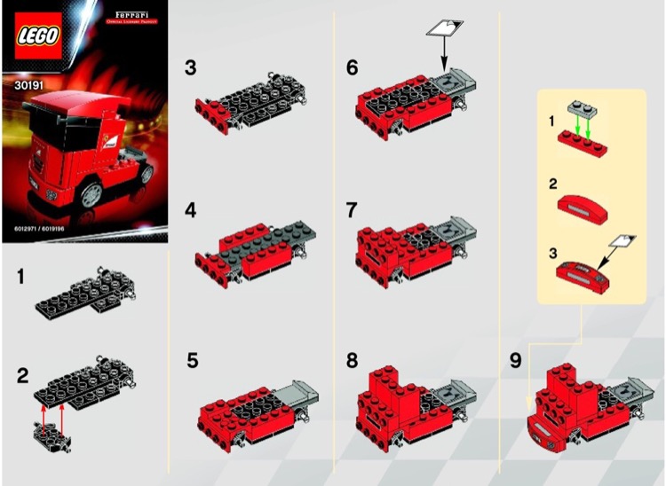 LEGO 30191 Scuderia Ferrari Truck Instructions Racers Ferrari